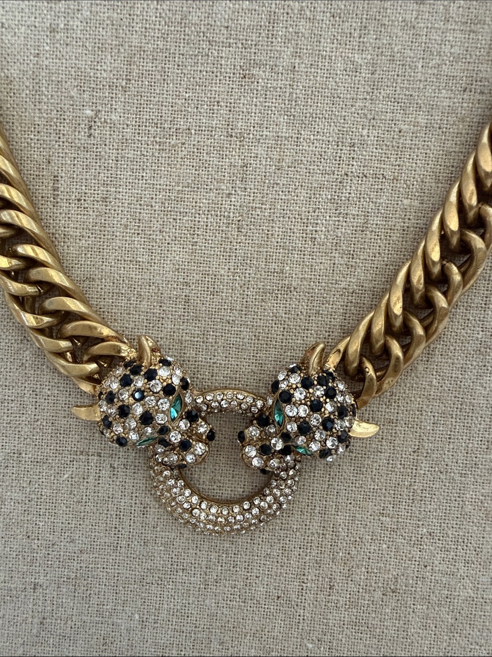 Stella & Dot Roar Lion Gold Crystal-Embellished Link Necklace - Picture 3 of 10